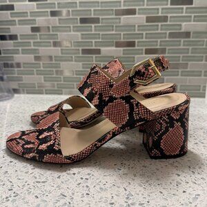 Cole Haan Avani City Pink & Black Snake Print Sandals Adjustable Straps Size 9
